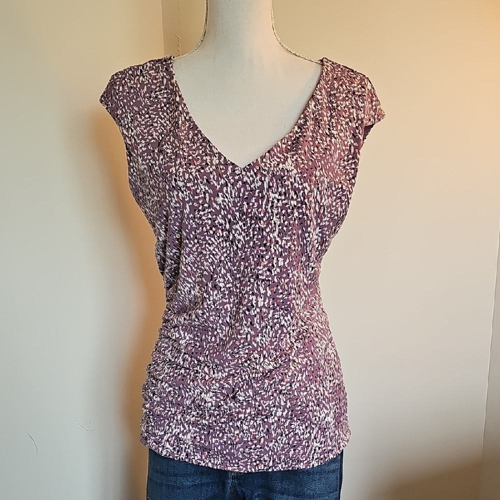 WHBM Women's Purple Patterned Top